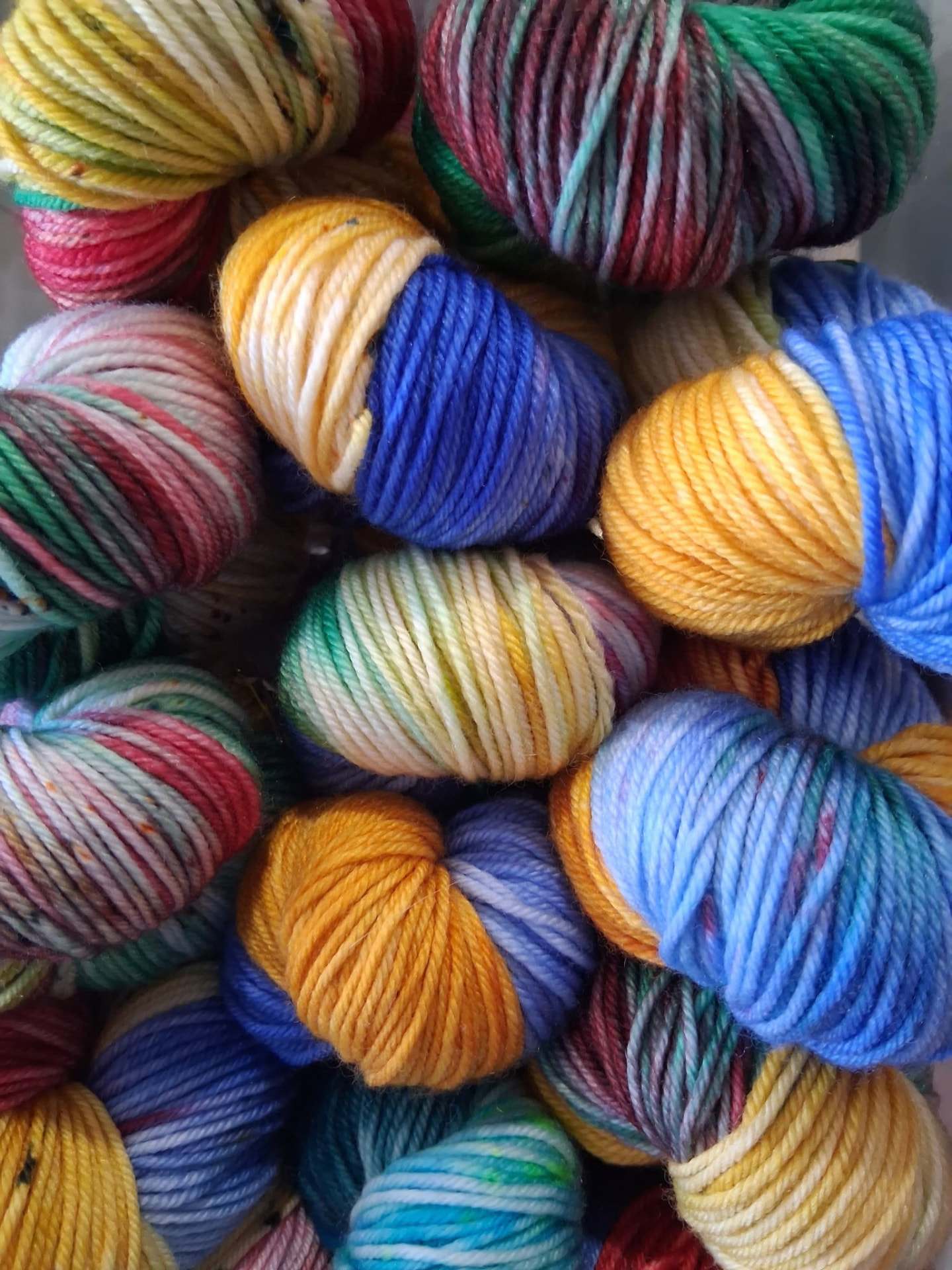 Hand-dyed sock yarn wound and ready to knit